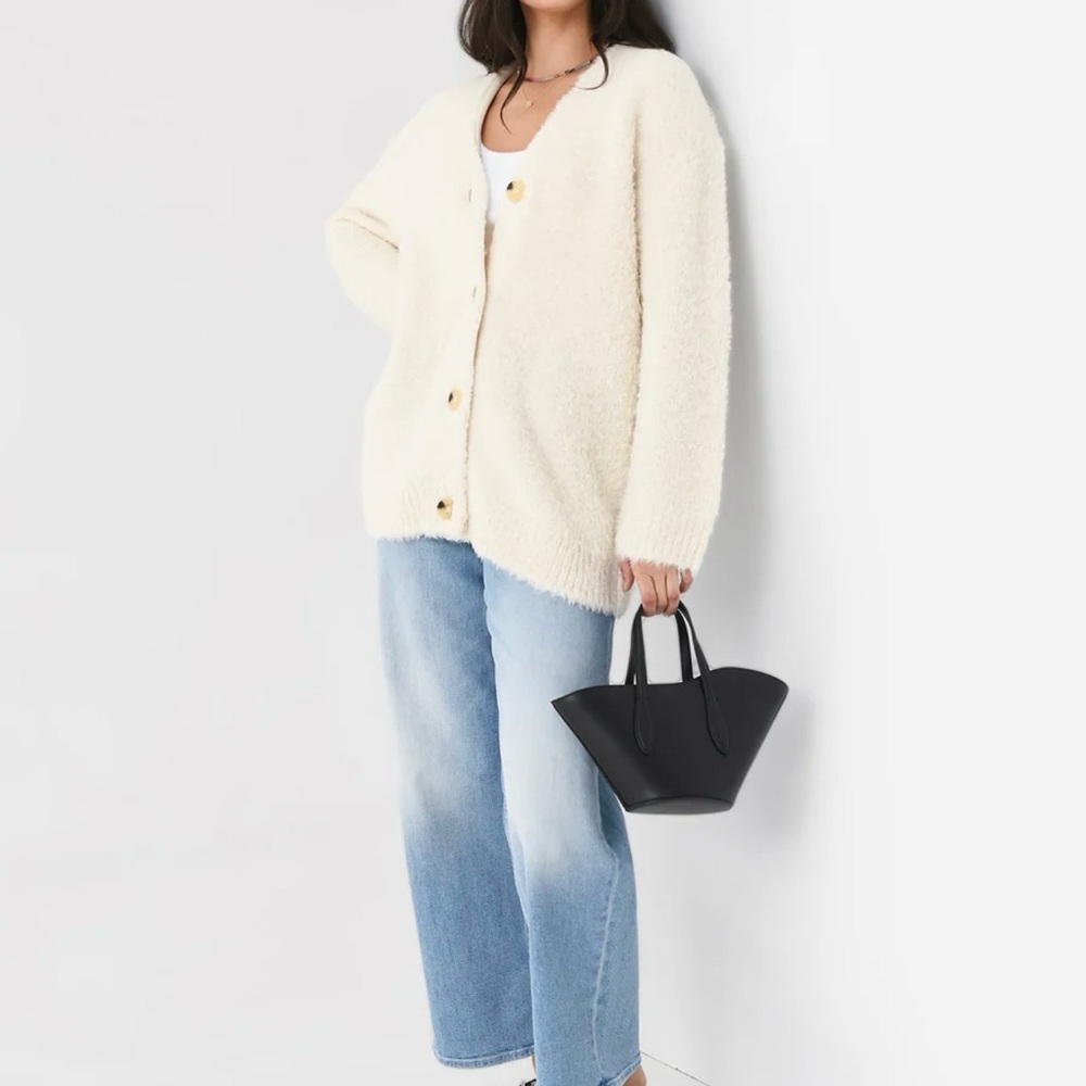 Vince Cozy Cream Button-Front Bouclé Cardigan